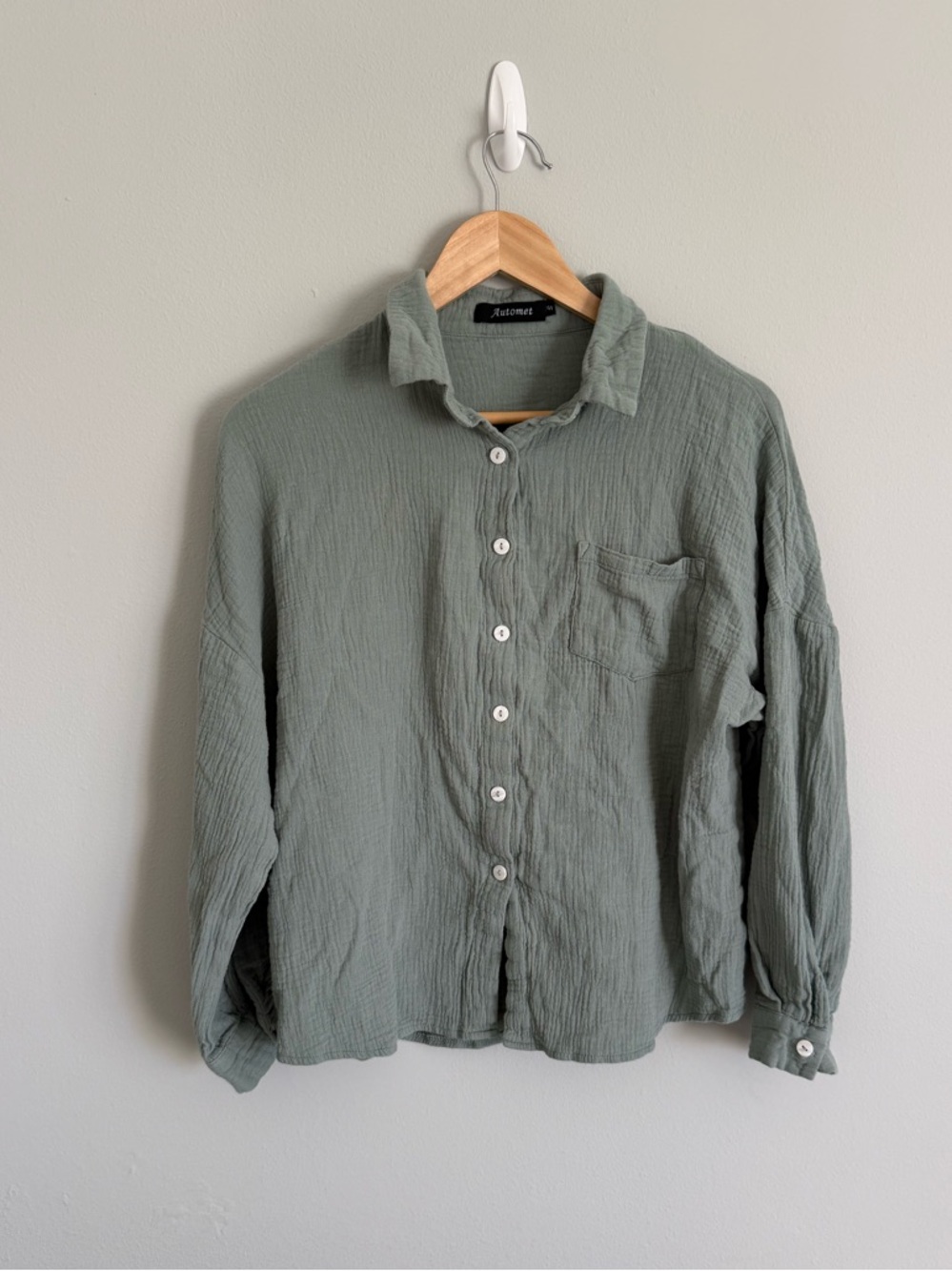 Relaxed Sage Button-Down Shirt - Women